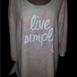 Sonoma Life + Style 'Live Simply" Pink Tie-Dye 3/4 Sleeve Sweater